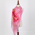 Moda lenços de seda de impressão digital com padrões florais de alta qualidade